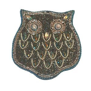 Jeweled and Beaded Owl Shaped Coaster Bling Teal Gold Pier 1